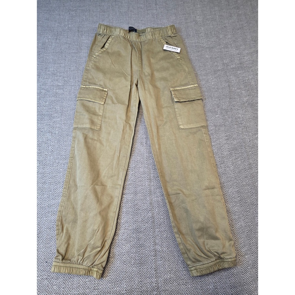 Old Navy Cargo Jogger Pants Women's L Olive Twill Regular Fit Elastic Waistband